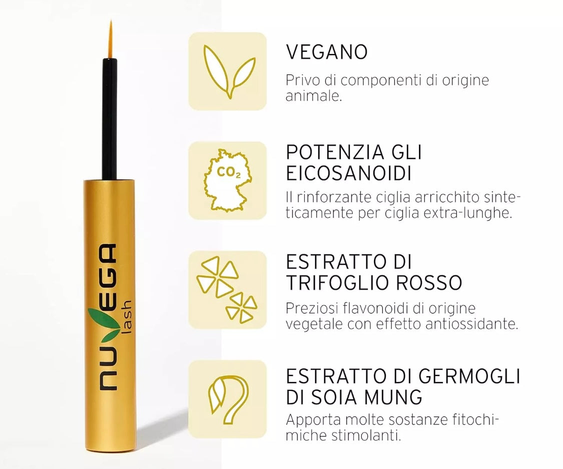 Nuvega Lash Siero Per Crescita Naturale, Vegano/Rigenerante – MO